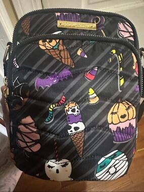Betsey Johnson Halloween Treats Print Quilted Crossbody Bag - Black NWT